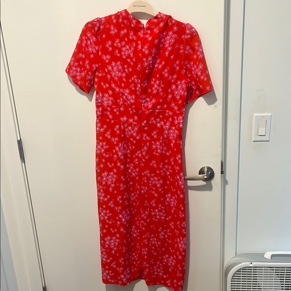 ASOS Red Sheath Midi Dress with V-neck